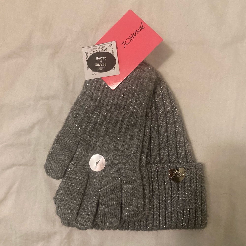 Betsey Johnson Hat and Glove Set
